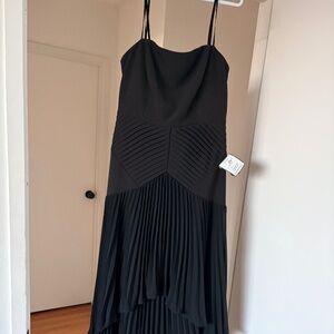 Strapless Black Formal Gown- high low
